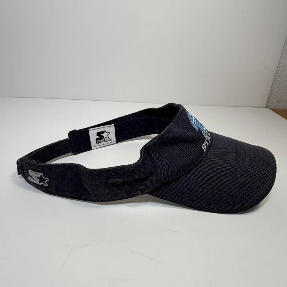 Vintage Y2K Starter Sun Visor Hat Navy Blue Kanji Number One Embroidered OS Rare